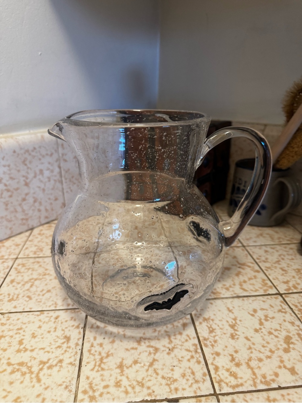 Halloween Seeded Glass Bat Pitcher